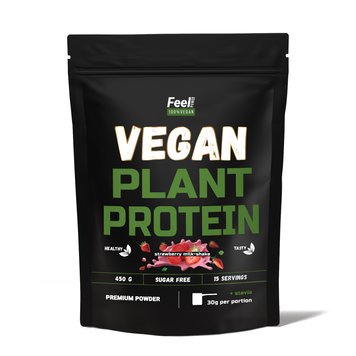 Vegan Plant Protein ''Blend'' Feel Power 100% Vegan - ''Протеїнова cуміш"(Полуничний мілк-шейк) 450 г Київ