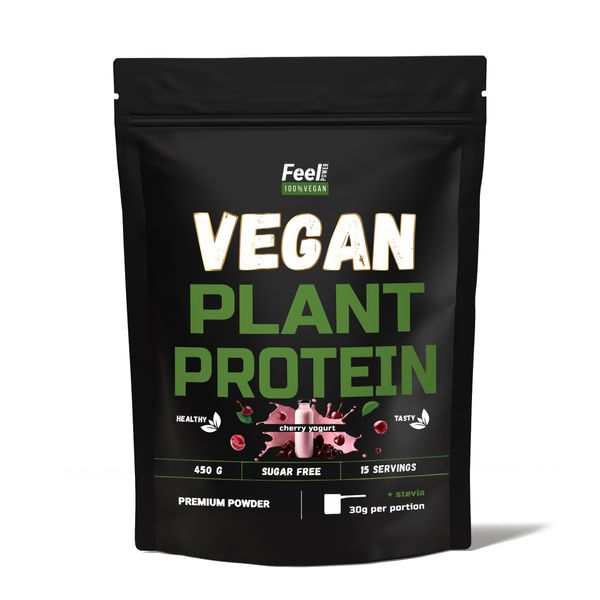 Vegan Plant Protein ''Blend'' Feel Power 100% Vegan - ''Протеїнова cуміш" (Вишневий йогурт) 450 г Київ