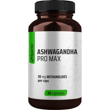 ASHWAGANDHA Sporter Pro Max Ашваганда 500 mg 60 veg capsules Київ