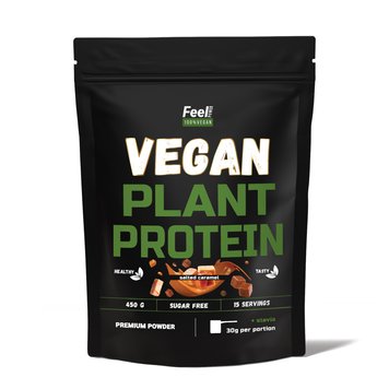 Vegan Plant Protein ''Blend'' Feel Power 100% Vegan - ''Протеїнова cуміш" (Солона карамель) 450 г Київ
