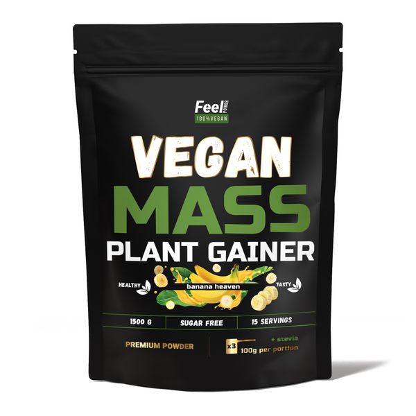 Рослинний веганський гейнер для набору маси - Plant Vegan MASS Gainer; (Банановий рай) 1500 г Київ