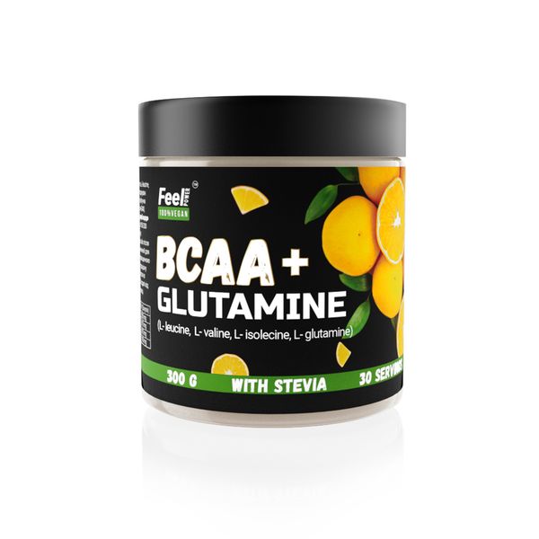 Веганський BCAA 2:1:1 + L-глютамін – Vegan BCAA 2:1:1 + L- glutamine; (Апельсиновий фреш) 300 g Київ