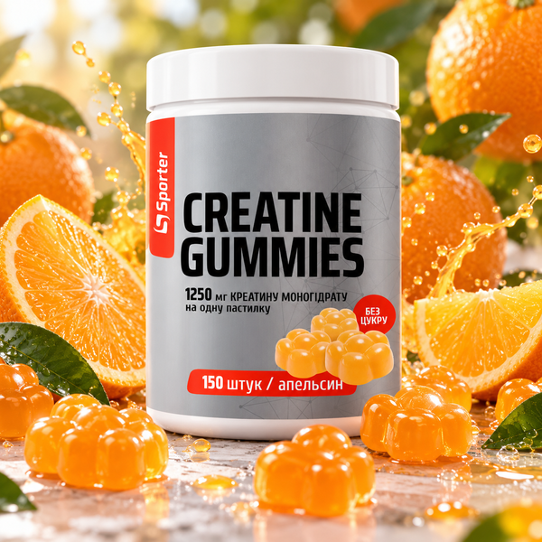 Sporter Creatine Gummies, 150 жевательных пастилок, апельсин, без сахара Киев