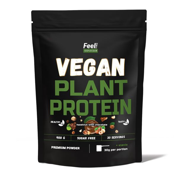 Vegan Plant Protein ''Blend'' Feel Power 100% vegan - ''Протеиновая cмесь'' (Лесной орех в шоколаде) 900 г Киев